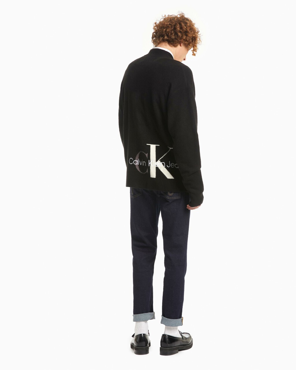 TWO TONE MONOGRAM ZIP UP SWEATER, Ck Black, hi-res