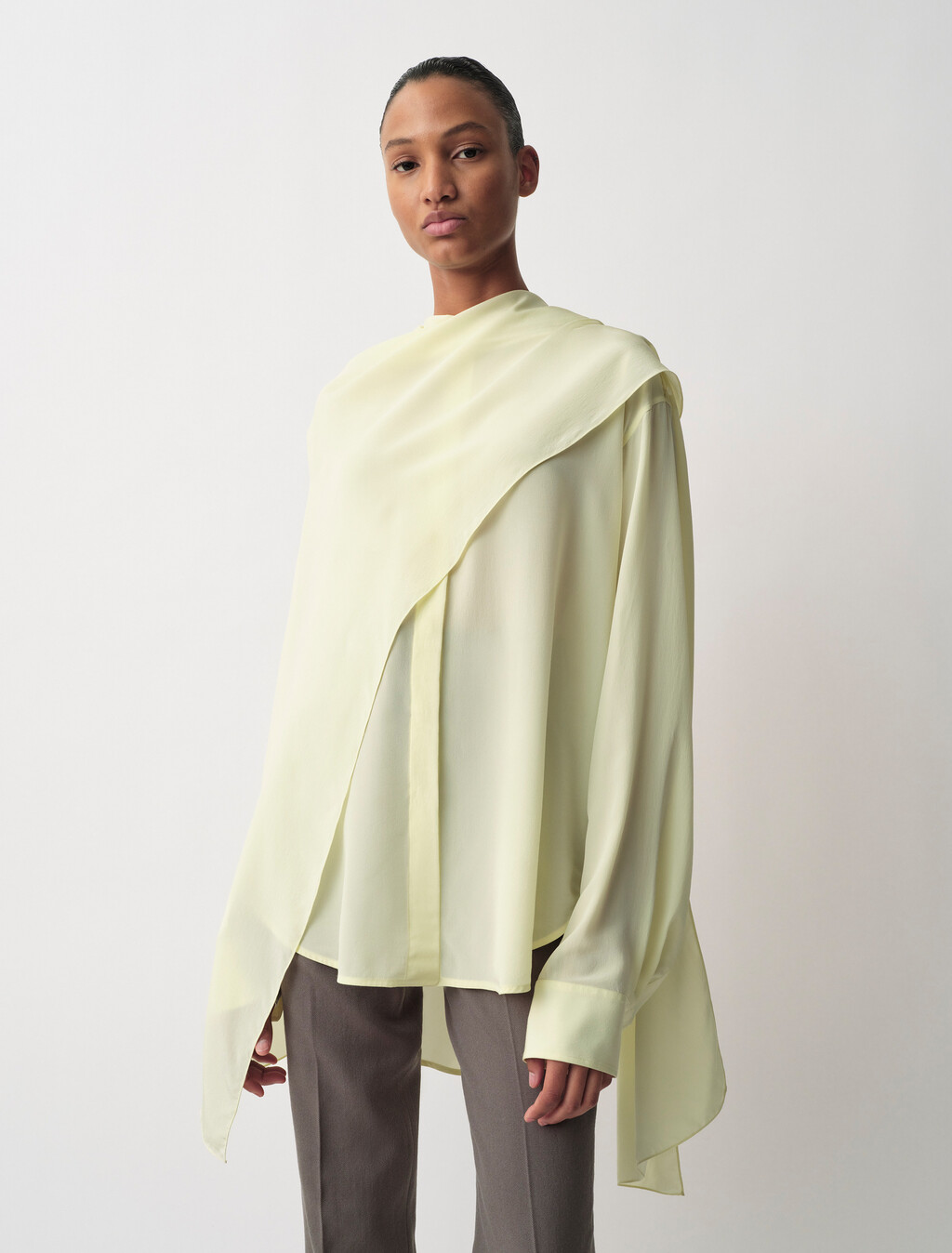 Kiki Draped Shirt, Lemon, hi-res