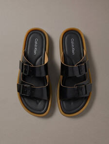 CK Milo - Leather Buckle Sandals, Black/Honey, hi-res