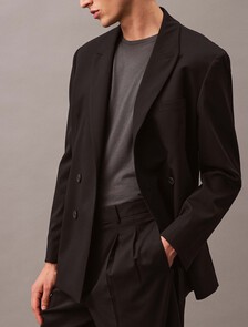 Wool Double Breasted Blazer, Black Beauty, hi-res
