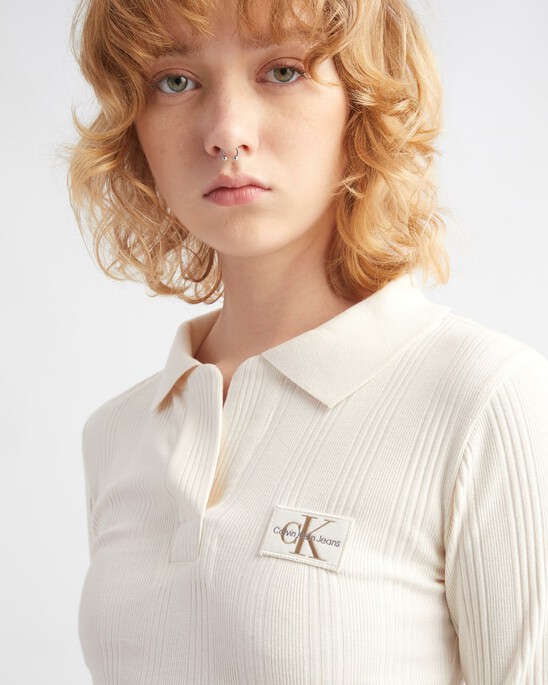 SMALL LOGO BADGE RIB KNIT TOP