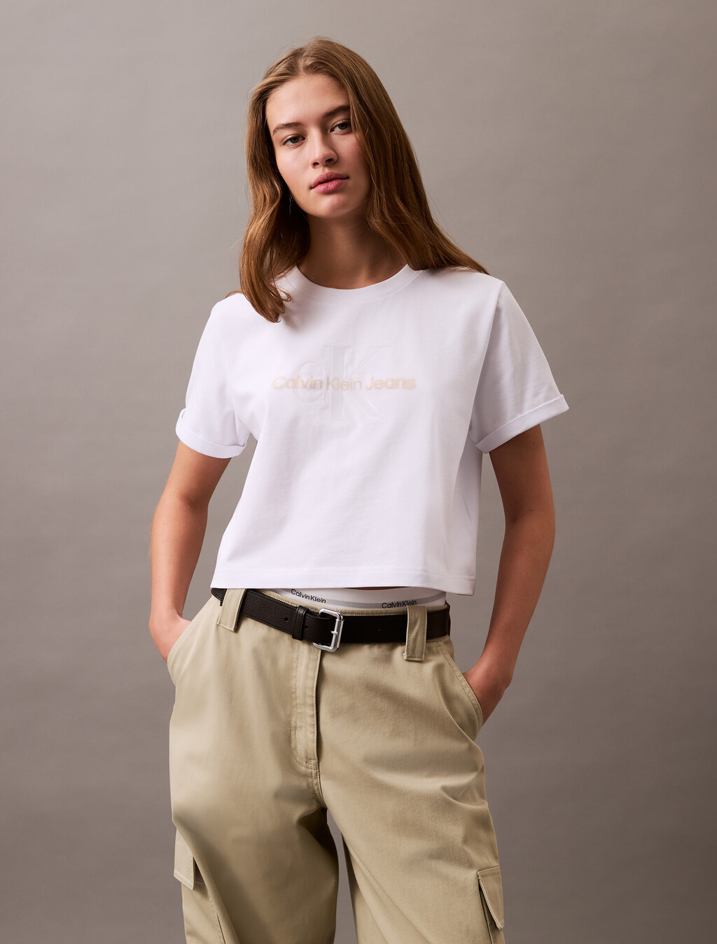 Cropped Gloss Logo T-shirt, Brilliant White, hi-res