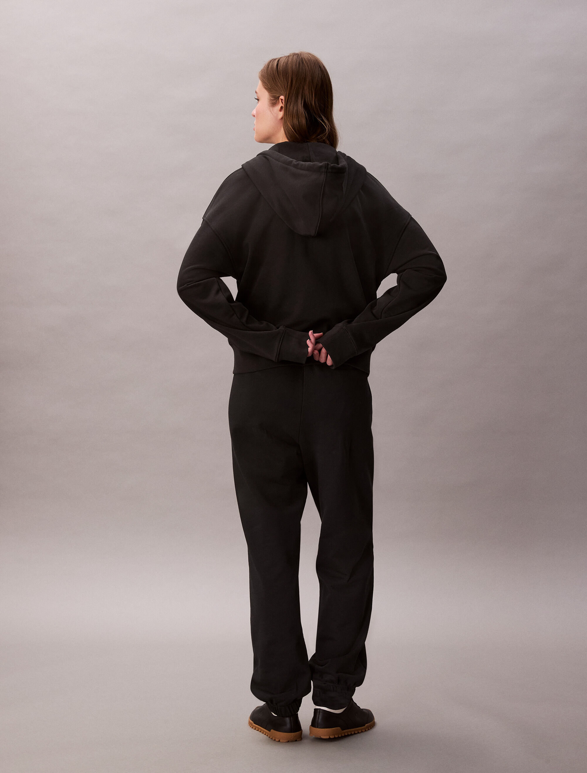 Logo Tape Terry Zip Thru Hoodie | black | Calvin Klein Singapore