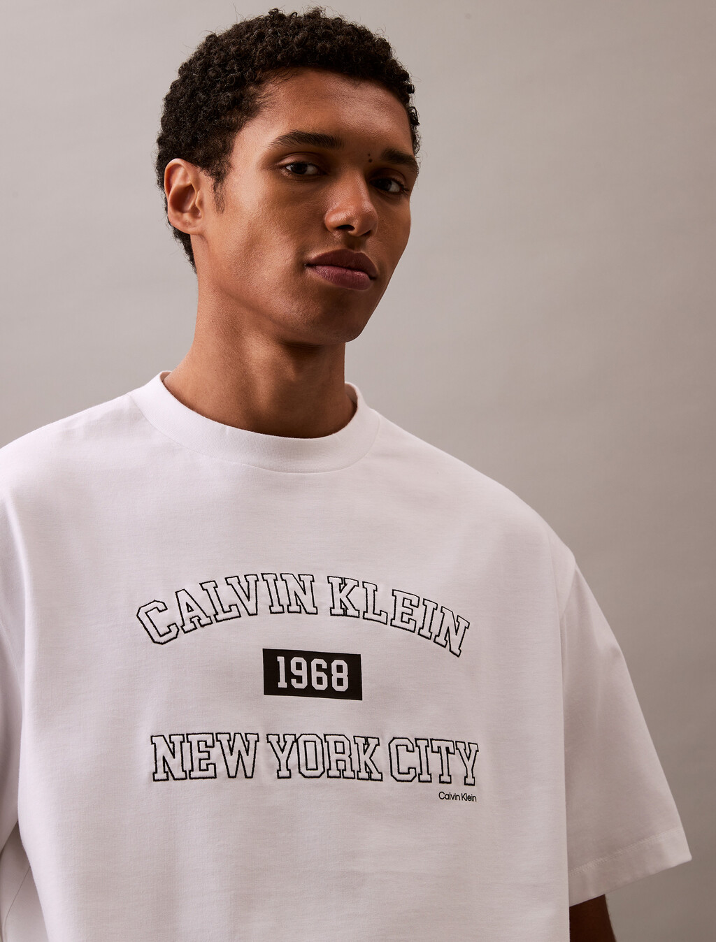 Calvin Klein New York Relaxed Varsity Tee, Brilliant White, hi-res