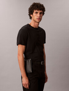 Foil Embossed Logo Phone Crossbody Bag, Black, hi-res
