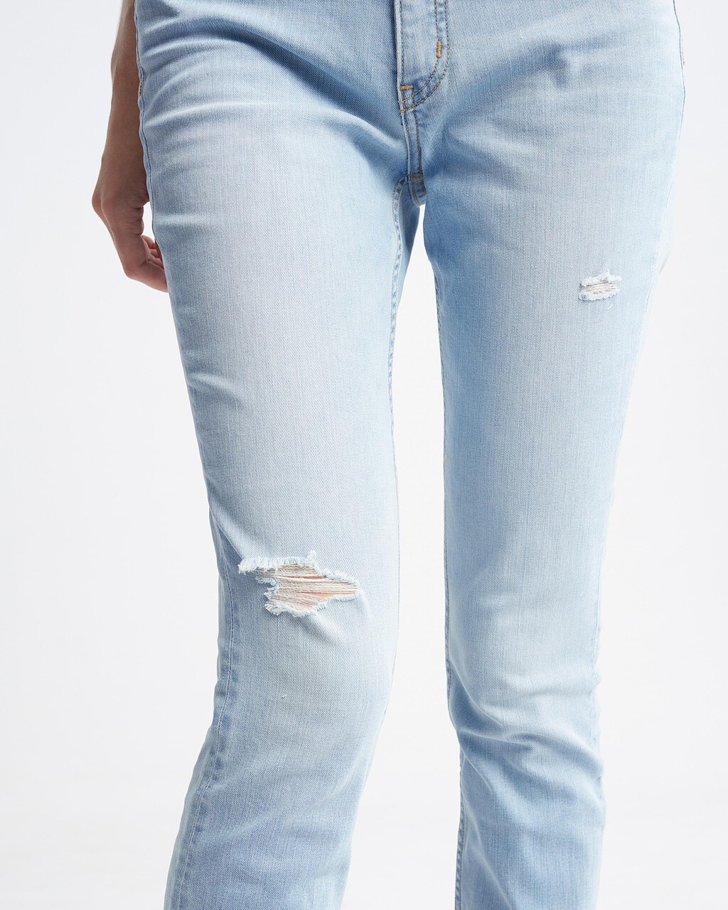 37.5 High Rise Skinny Ankle Jeans, Light Blue Dstr Back Emb, hi-res