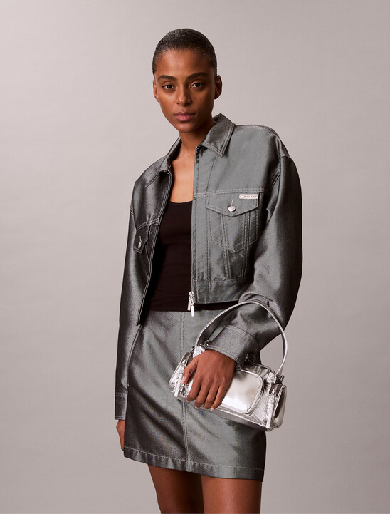 Pocket Metallic Nylon Small Shoulder Bag