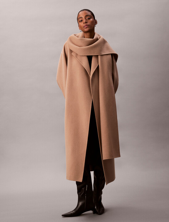 Wool Blend Scarf Coat