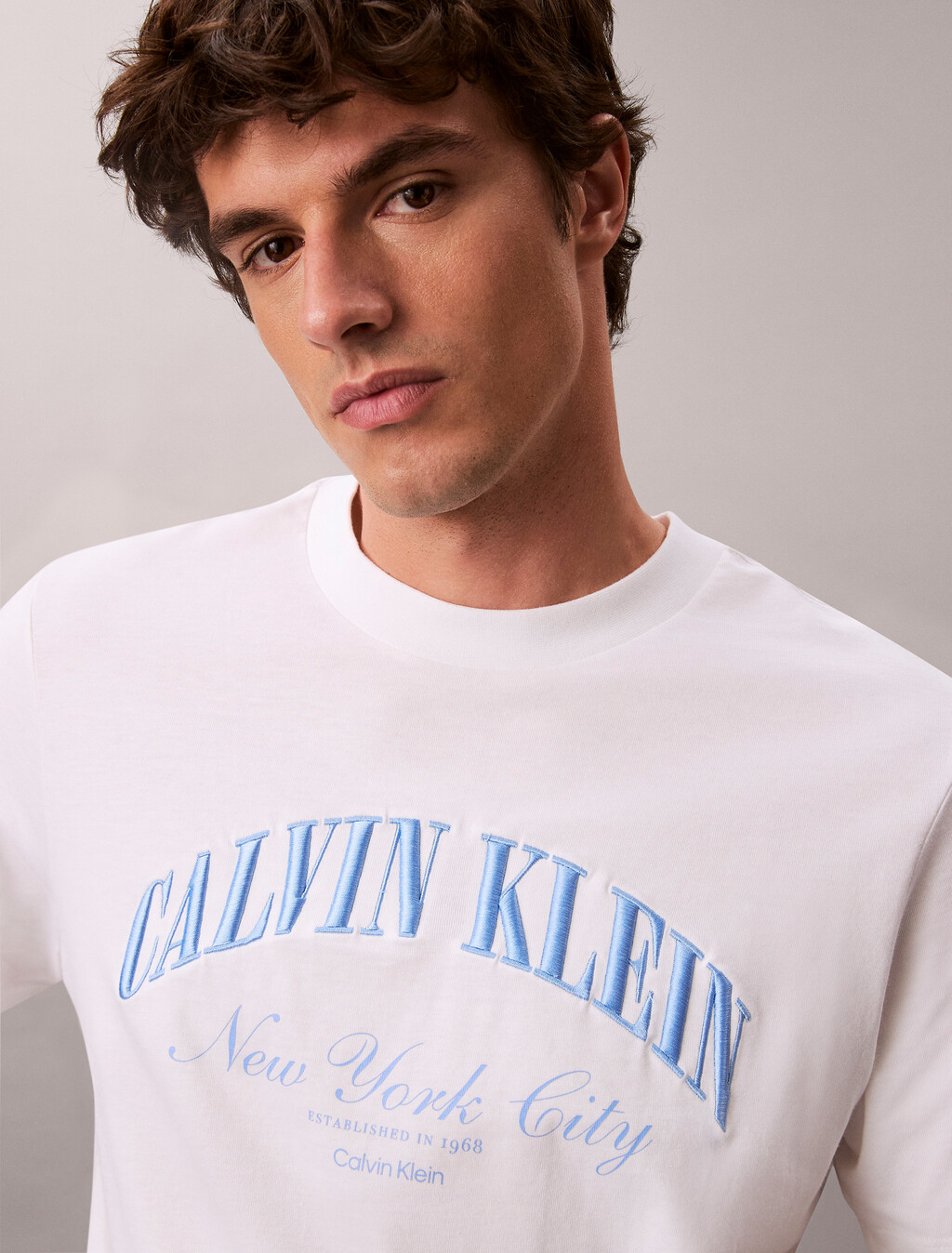 Embroidered NYC Logo T-shirt, Bright White, hi-res