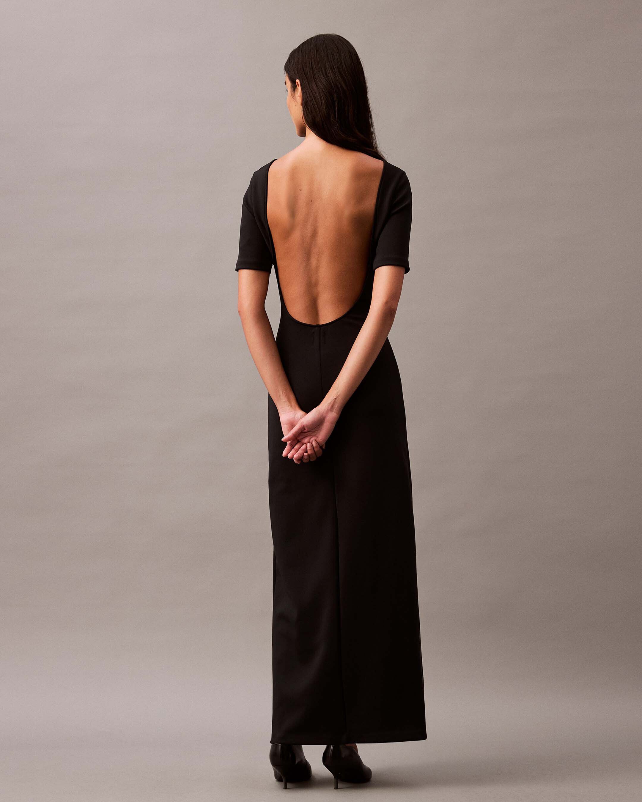 Low back jersey dress clearance