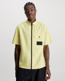 Short Sleeve Zip Up Shirt, Yellow Sand, hi-res