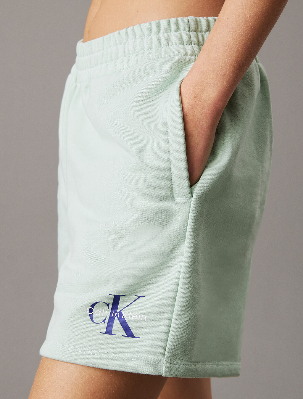 Relaxed Cotton Terry Jogger Shorts, Cameo Green, hi-res