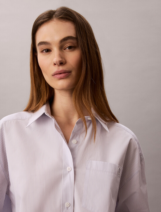 Cropped Cotton Poplin Stripe Shirt