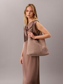 Large Soft Suede Shoulder Bag, Moonstruck Suede, hi-res