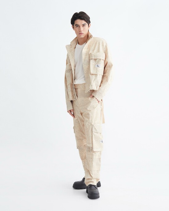 Wide Leg Printed Cargo Pants