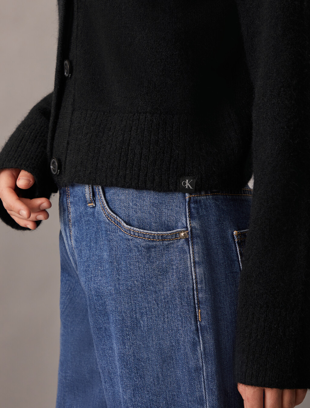 Plush Wool Blend Cardigan, Ck Black, hi-res