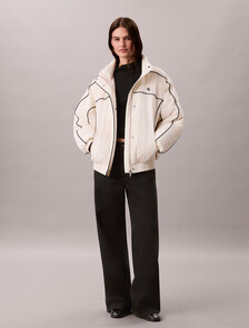 Piped Down Jacket, Ivory, hi-res