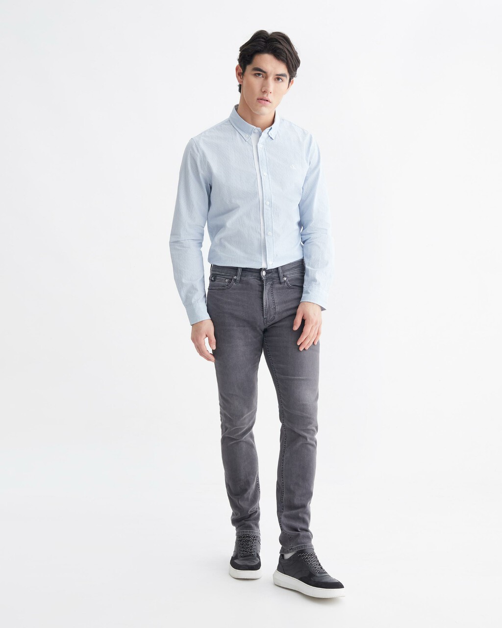 SLIM SEERSUCKER SHIRT, Tarps Blue, hi-res