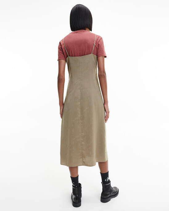 MONOGRAM BUTTON THROUGH SLIP DRESS