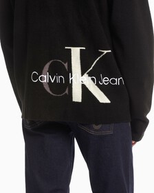 TWO TONE MONOGRAM ZIP UP SWEATER, Ck Black, hi-res