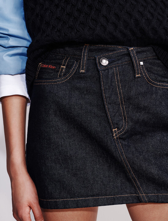 Denim Asymmetric Waist Mini Skirt