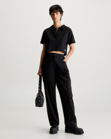 Relaxed Ribbed Polo Shirt, Ck Black, hi-res