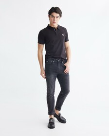 SLIM LOGO PLACKET POLO, Ck Black, hi-res