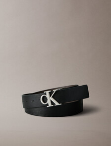 CK Buckle Reversible Tumbled Leather Belt, Black/CK Dark Brown/Antique Silver, hi-res