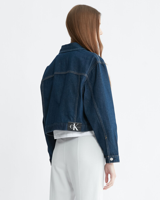 Cropped Zip Up Denim Jacket