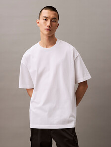 Oversized Embossed Monogram Tee, Brilliant White, hi-res