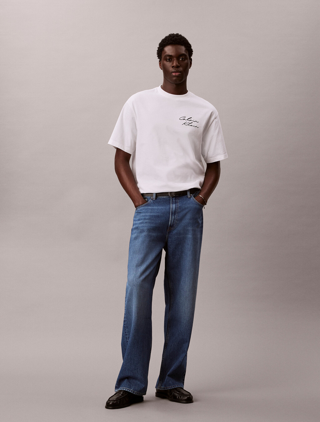 Relaxed Script Logo T-shirt, Bright White, hi-res