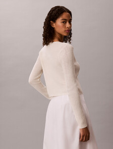 Linen Blend Tie Front Cardigan, Tofu, hi-res