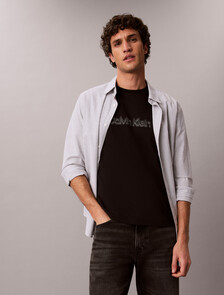 Graphic Double Knit Slim Tee, Black, hi-res