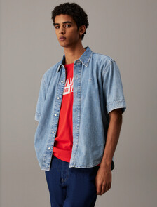 Relaxed Denim Short Sleeve Shirt, FONTAINE 76, hi-res