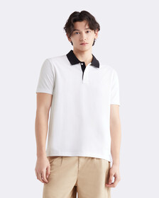 Cooling Contrast Collar Polo, Bright White, hi-res