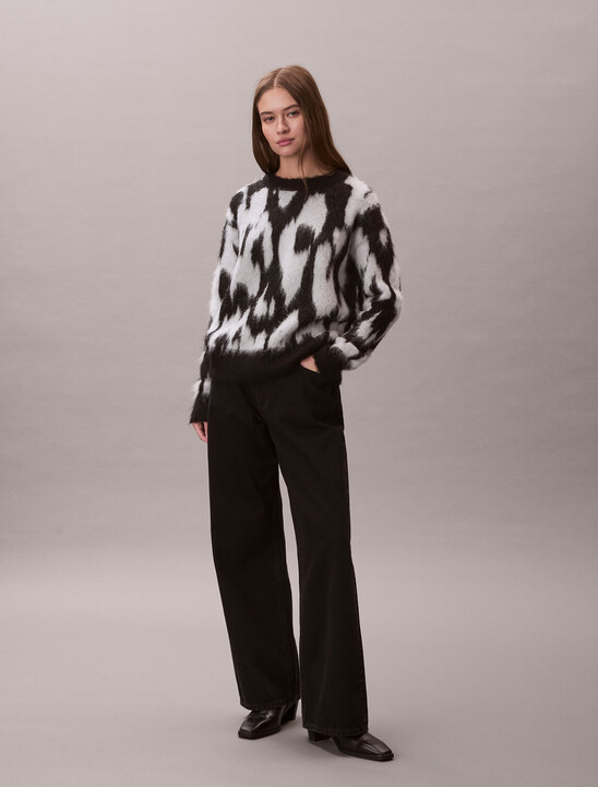 Brushed Alpaca Blend Printed Jumper