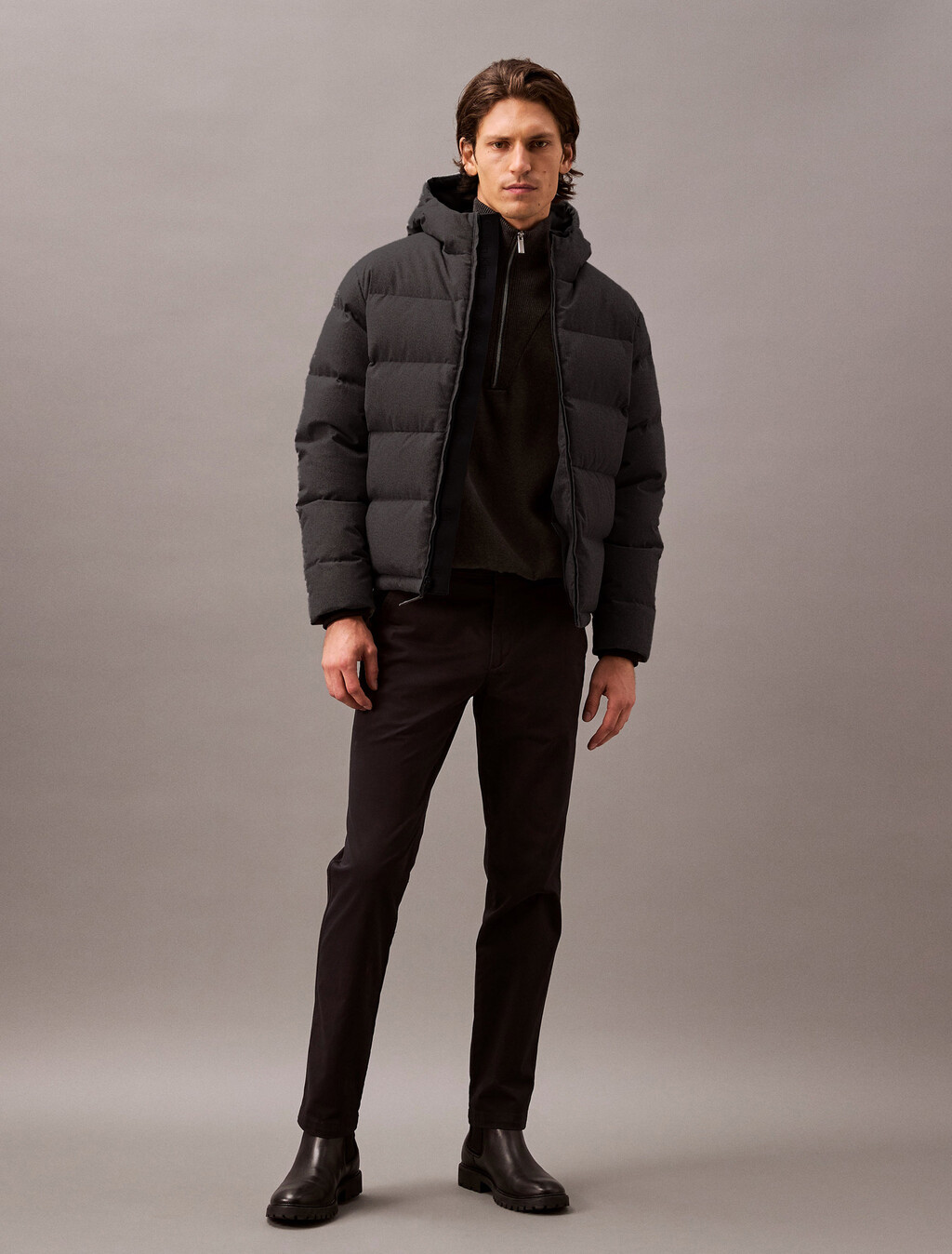 Tech Hooded Puffer Jacket, Black Beauty, hi-res