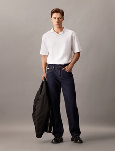 Contrast Open Collar Polo, Bright White, hi-res