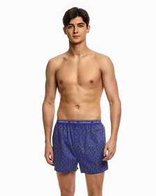 CK ONE WOVEN BOXERS, Staggered Stripes Logo Print+Clematis, hi-res