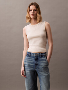 CK Applique Slim Tank Top, Turtledove, hi-res