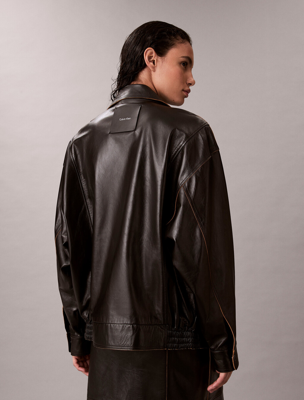 Relaxed Patent Leather Jacket, Black, hi-res