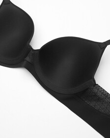 Mesh Lace Lightly Lined Demi Bra, Black, hi-res