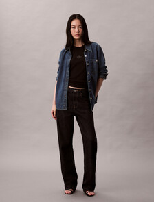 Monogram Rib Knit Tank Top, Black, hi-res