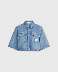 OVERSIZED SHORT SLEEVE DENIM SHIRT, Denim Light, hi-res