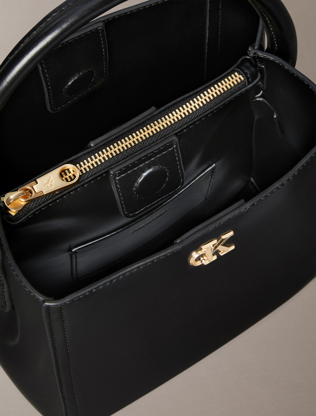 Monogram Logo Hardware Bucket Bag, BLACK / CK LIGHT GOLD, hi-res