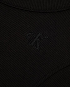 Logo Tape Rib Knit Body Stretch T-Shirt Dress, Ck Black, hi-res