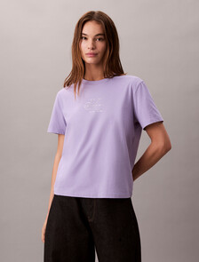 Glossy Metallic Logo T-shirt, Soft Lavender, hi-res
