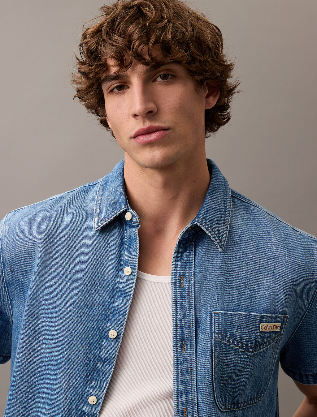 Casual Classic Denim Shirt, BLUE RETROGRADE, hi-res