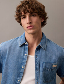 Casual Classic Denim Shirt, BLUE RETROGRADE, hi-res