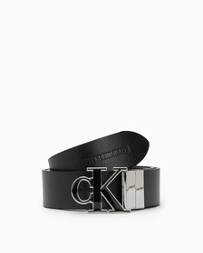 REVERSIBLE ENAMEL MONOGRAM BELT, BLACK/BITTER BR, hi-res